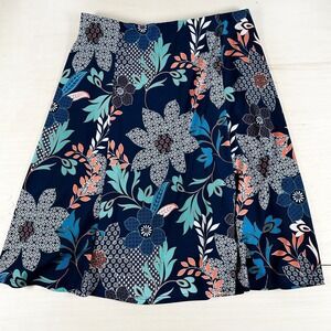 Renee C. Blue‎ Green Floral Pattern Lined Skirt size M Made in USA